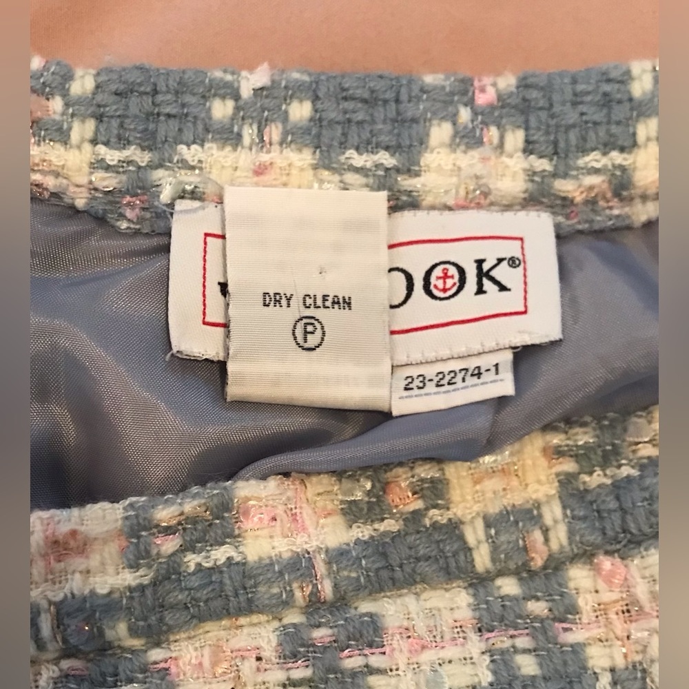 Vintage J. G. Hook Pastel Blue, Pink & White Gingham Knit-Feel Skirt - 10 - Picture 9 of 13